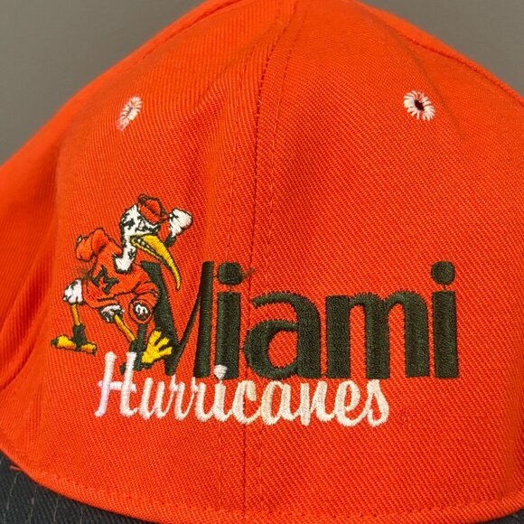Vintage Miami Hurricanes Snapback Hat Orange & Black Embroidered Logo 90s - Picture 2 of 8